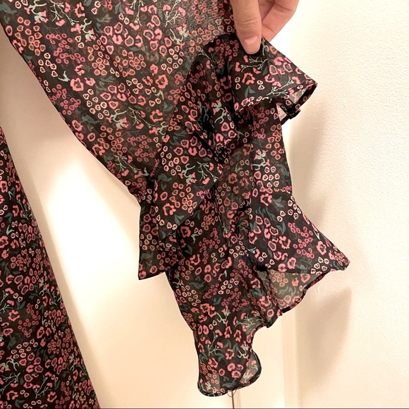 The Fifth Label Elective Long Ruffle Sleeve, Floral Wrap Dress, Size Medium - Picture 7 of 11